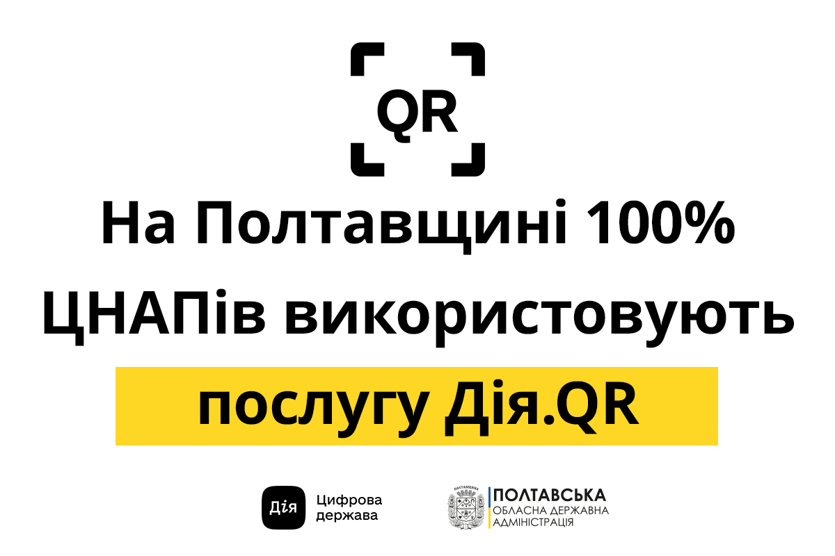 На Полтавщині 100% ЦНАПів використовують послугу Дія.QR